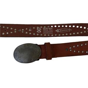 Topfer bohemian leather belt with nickel studs
